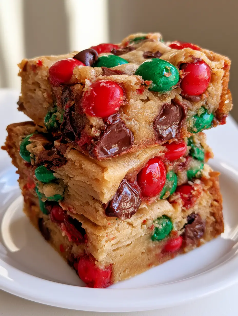 Christmas Cookie Bars: The Thickest, Gooiest Holiday Blondies 3 Handheld smartphone photo of thick, soft-baked Christmas Cookie Bars with golden edges and festive candies.