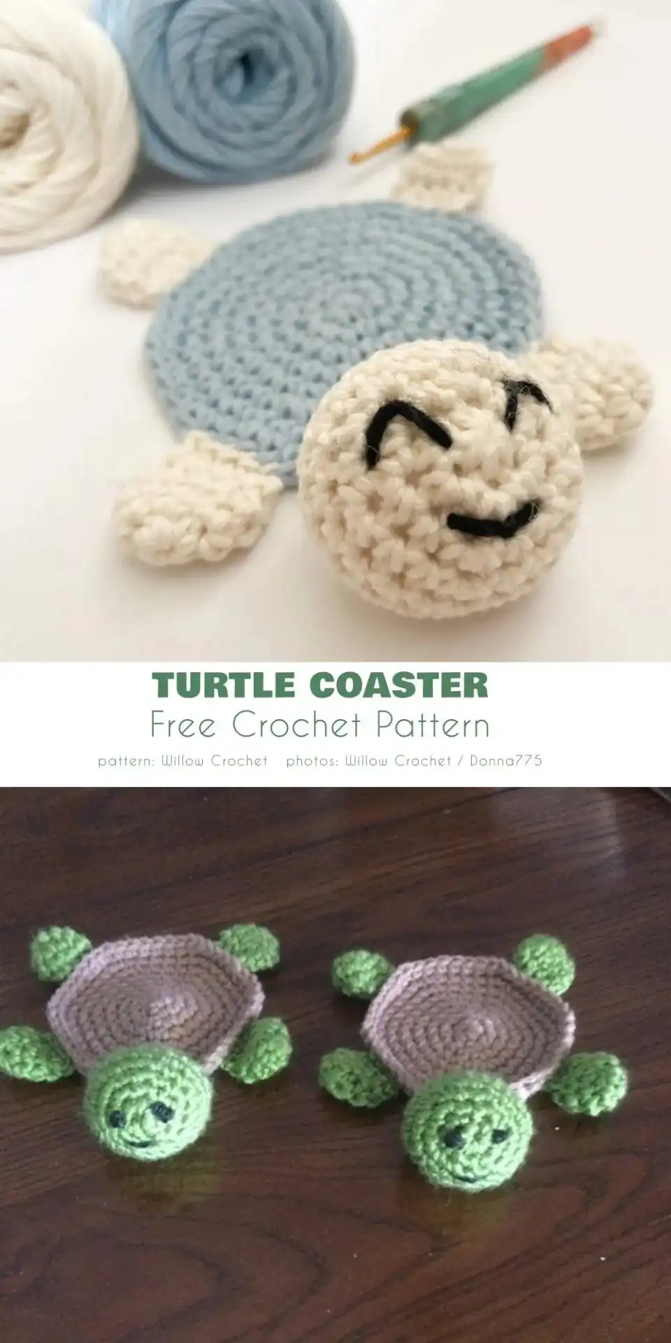 The 15+ Best Animal Coaster Free Crochet Patterns 4 A vibrant assortment of finished crochet animal coasters, including a sheep, an owl, and a pop-up turtle, demonstrating creative variations beyond the basic bear face for The 15+ Best Animal Coaster Free Crochet Patterns.