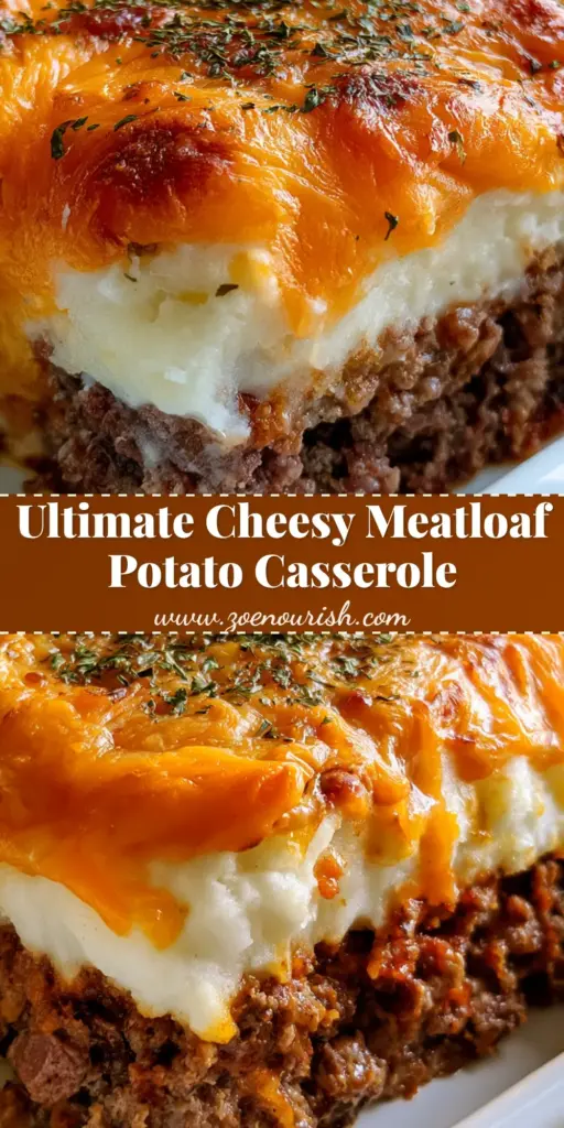 Cheesy Meatloaf Mashed Potato Casserole with Toasted Cheddar 3 A square slice of Cheesy Meatloaf Mashed Potato Casserole in a white ceramic dish with a browned beef base and toasted cheddar topping.
