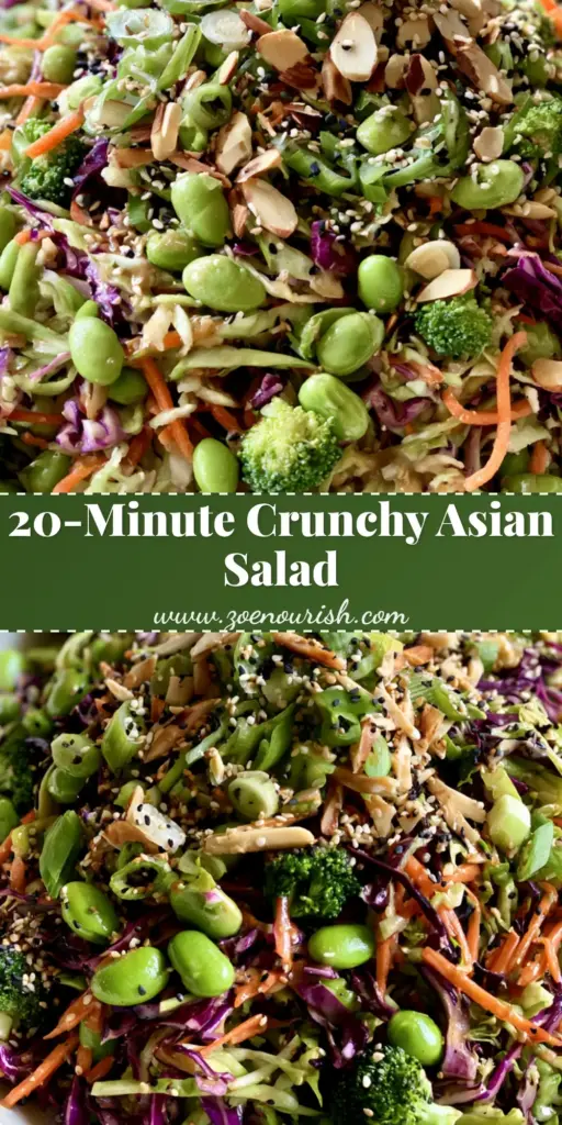 Asian Cabbage Salad with Sesame Ginger Dressing and Crunchy Almonds 3 A vibrant Asian Cabbage Salad in a white bowl featuring shredded green and purple cabbage, julienned carrots, and sesame seeds.