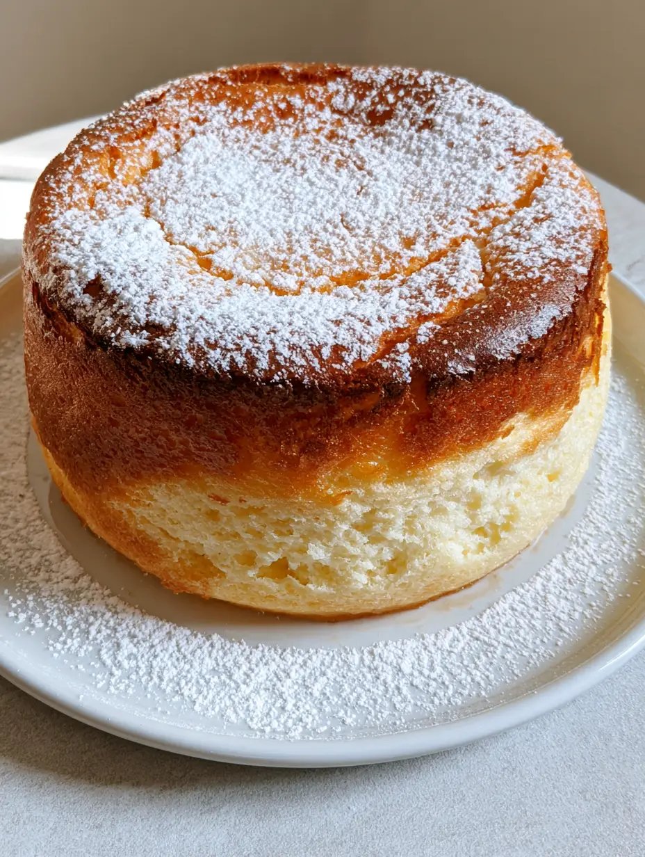 Overhead view of a whole Sicilian Ricotta Cheesecake on a white ceramic plate showing the rustic cracked texture.