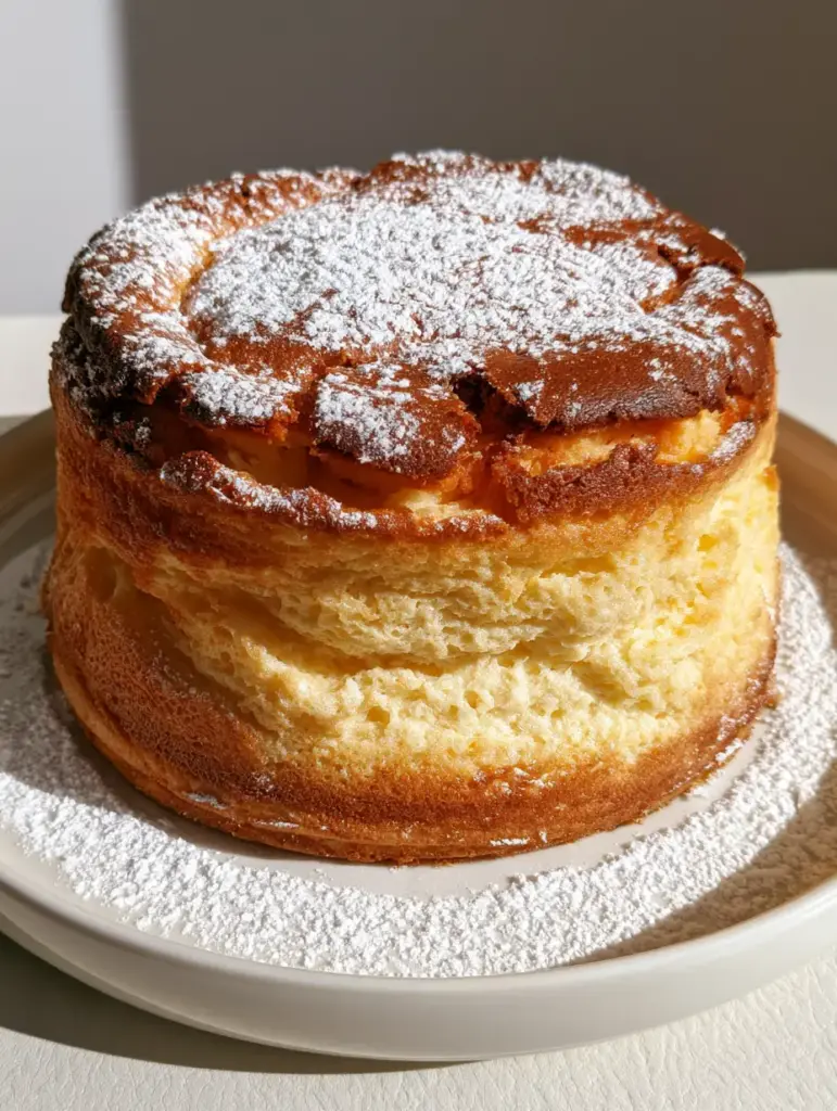 Sicilian Ricotta Cheesecake: The Authentic Crustless Italian Dessert 1 Close up of a Sicilian Ricotta Cheesecake showing the golden caramelized top and airy, porous cake interior.