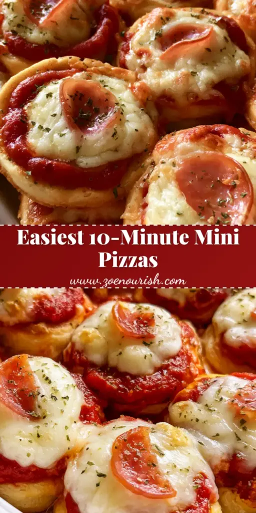 Mini Pepperoni Pizzas: The Ultimate Easy Bite-Sized Party Appetizer 3 A close-up shot of Mini Pepperoni Pizzas with bubbly mozzarella and herb flakes in a white dish.